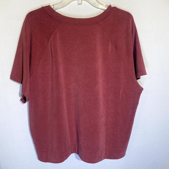 Athleta Brick Red Scoop Neck Short Sleeve Oversized Active Shirt - Picture 5 of 5